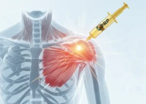 Illustration of using PRP for a torn rotator cuff